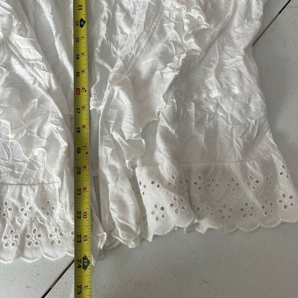 Cato Womens White Eyelet Lace Ruffle Kimono Cardigan Cover Up XL‎ minimal casual - Picture 9 of 10